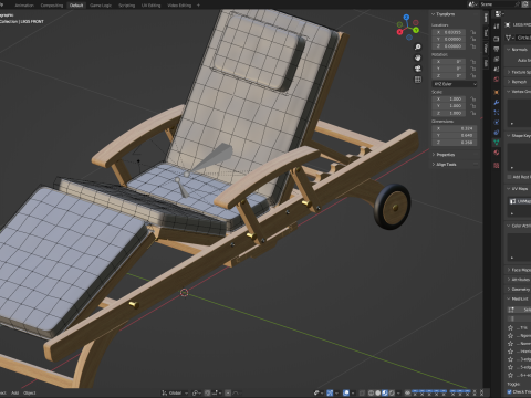 Wooden Sun Lounger 3D Model