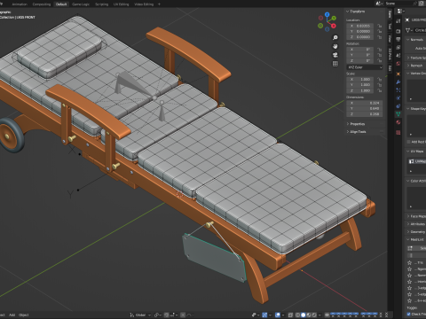 Wooden Sun Lounger 3D Model