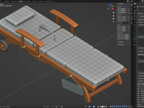 Wooden Sun Lounger 3D Model