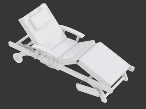 Wooden Sun Lounger 3D Model