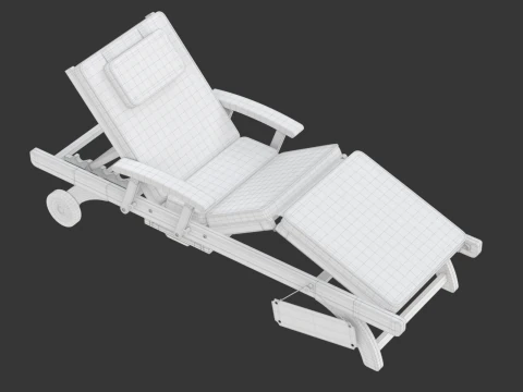 Wooden Sun Lounger 3D Model