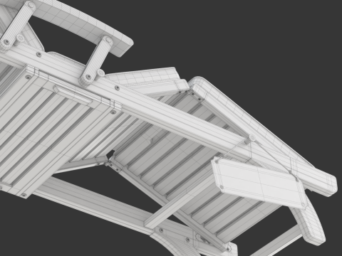 Wooden Sun Lounger 3D Model
