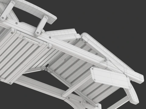 Wooden Sun Lounger 3D Model