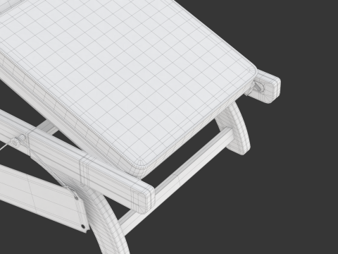 Wooden Sun Lounger 3D Model
