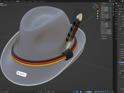 Traditional German Hat Model 3D
