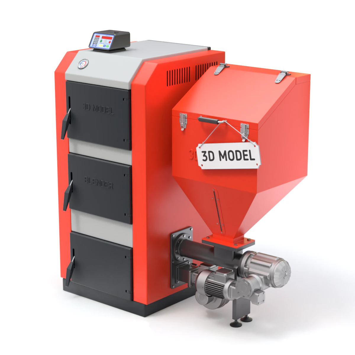 Pellet Boiler 3D Model .c4d .max .obj .3ds .fbx .stl .blend