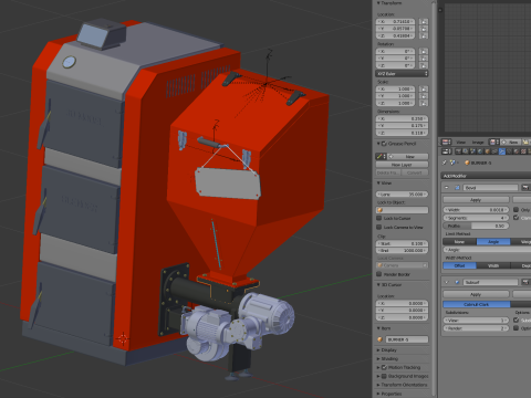 Pellet Boiler Modello 3D