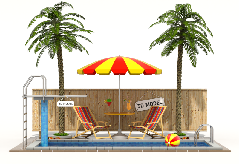 Pool Scene Modelo 3D .c4d .max .obj .3ds .fbx .stl .blend
