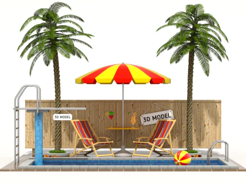 Havuz Sahnesi 3D Model