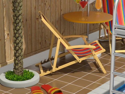 Сцена біля басейну 3D Модель