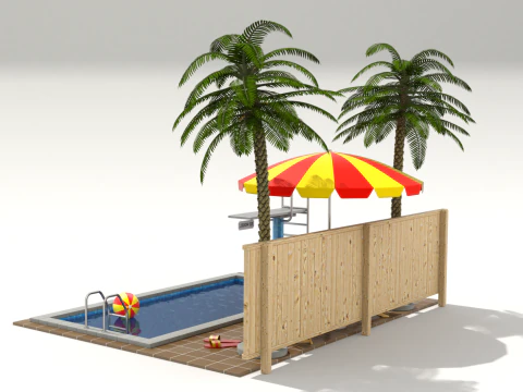 Сцена біля басейну 3D Модель