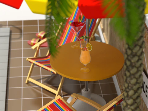 Сцена біля басейну 3D Модель