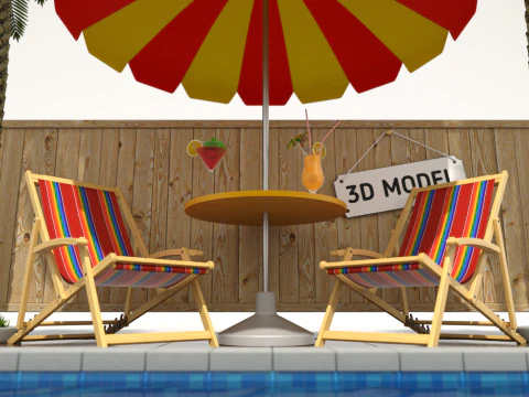 Сцена біля басейну 3D Модель