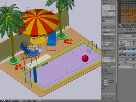 Сцена біля басейну 3D Модель