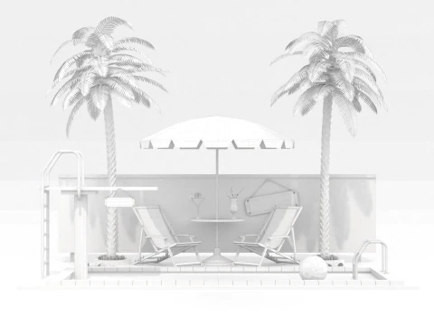 Сцена біля басейну 3D Модель