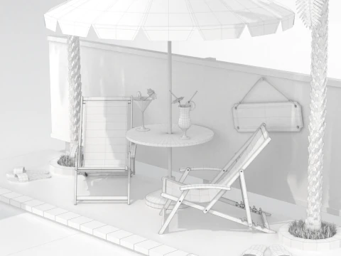 Сцена біля басейну 3D Модель