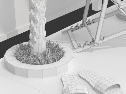 Сцена біля басейну 3D Модель