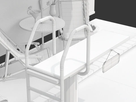 Сцена біля басейну 3D Модель