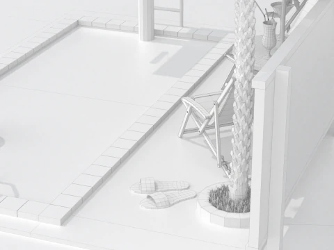 Сцена біля басейну 3D Модель