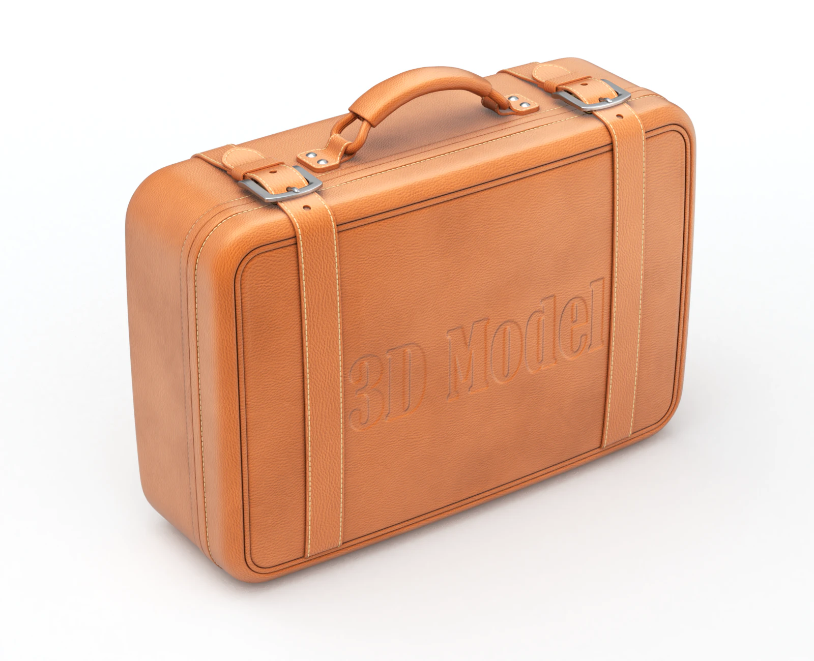Leather Retro Suitcase 3D Model .c4d .max .obj .3ds .fbx .stl .blend 