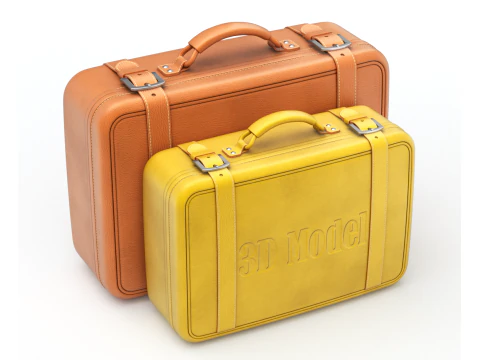 Leather Retro Suitcase 3D Model