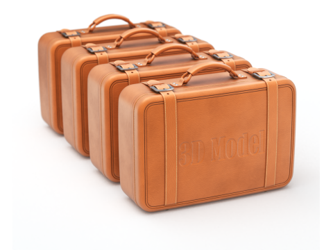 Leather Retro Suitcase 3D-Modell