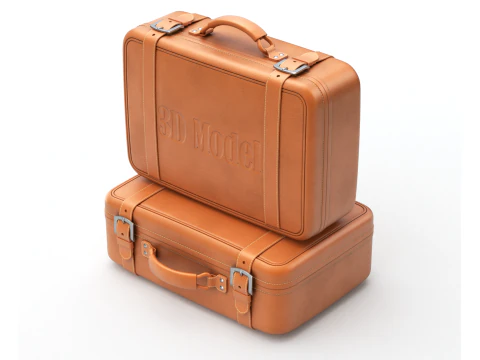 Leather Retro Suitcase 3D Model