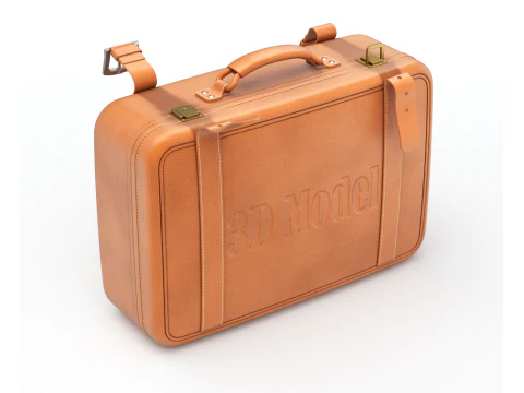 Leather Retro Suitcase 3D Model