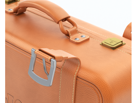 Leather Retro Suitcase 3D-Modell
