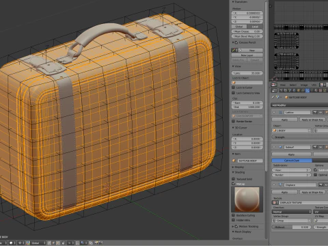 Leather Retro Suitcase 3D Model
