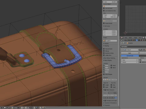 Leather Retro Suitcase 3D Model