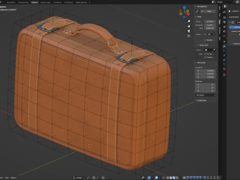 Leather Retro Suitcase 3D-Modell