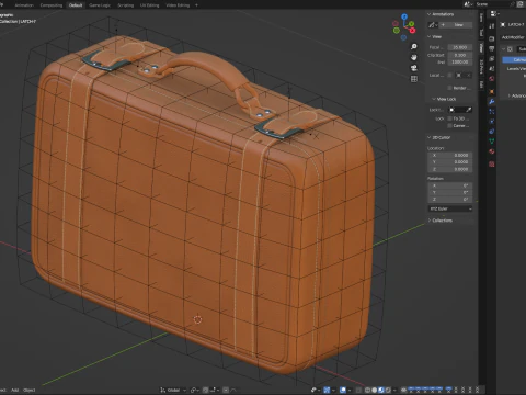 Leather Retro Suitcase 3D Model