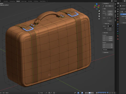 Leather Retro Suitcase 3D Model