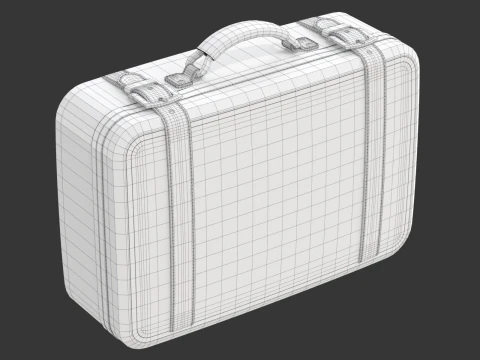 Leather Retro Suitcase 3D Model
