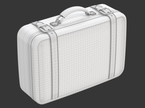 Leather Retro Suitcase 3D-Modell