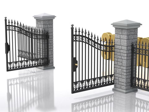 Opening Iron Gate Animation Model 3D