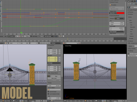 Opening Iron Gate Animation Model 3D