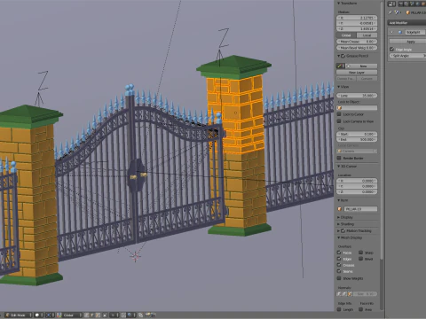 鉄の門を開くアニメーション 3Dモデル
