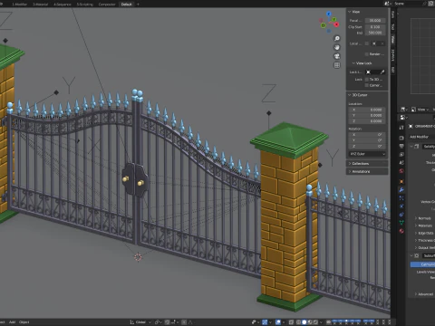 鉄の門を開くアニメーション 3Dモデル
