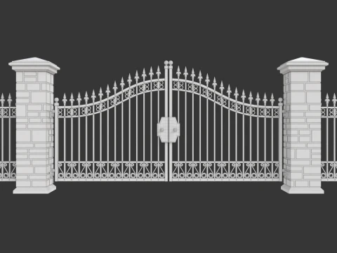 鉄の門を開くアニメーション 3Dモデル