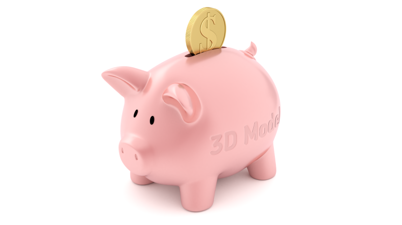 Piggy Bank With Gold Coin 3D Модель .c4d .max .obj .3ds .fbx .stl .blend 