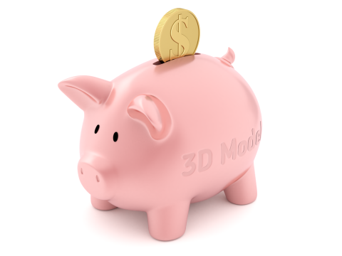 Piggy Bank With Gold Coin Modelo 3D