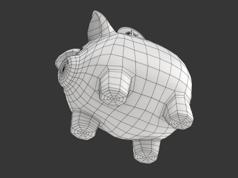 Piggy Bank With Gold Coin 3D Модель