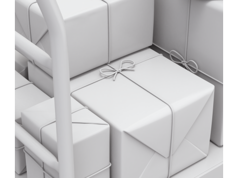 Warehouse Trolley With Wrapped Parcel 3D मॉडल