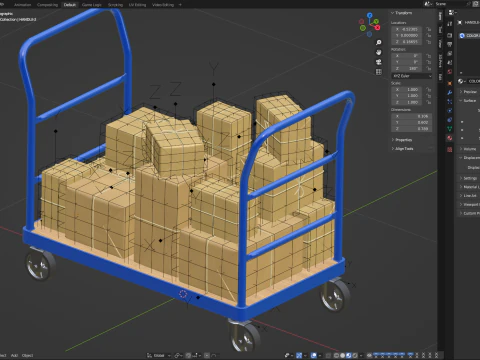 Carrinho de armaz&eacute;m com pacote embrulhado Modelo 3D