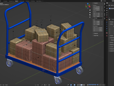 Warehouse Trolley With Wrapped Parcel 3D मॉडल
