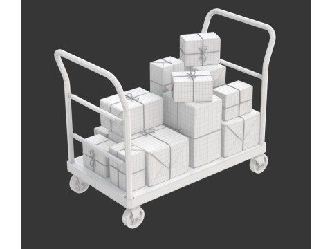 Warehouse Trolley With Wrapped Parcel 3D मॉडल