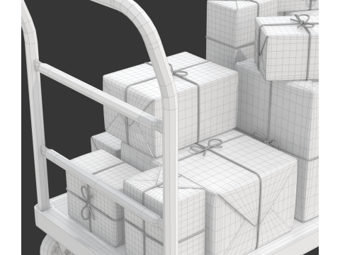 Warehouse Trolley With Wrapped Parcel 3D मॉडल