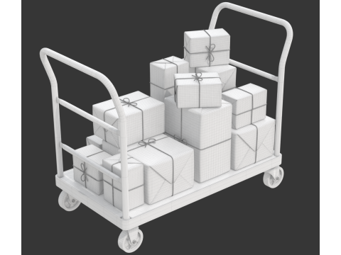 Warehouse Trolley With Wrapped Parcel 3D मॉडल